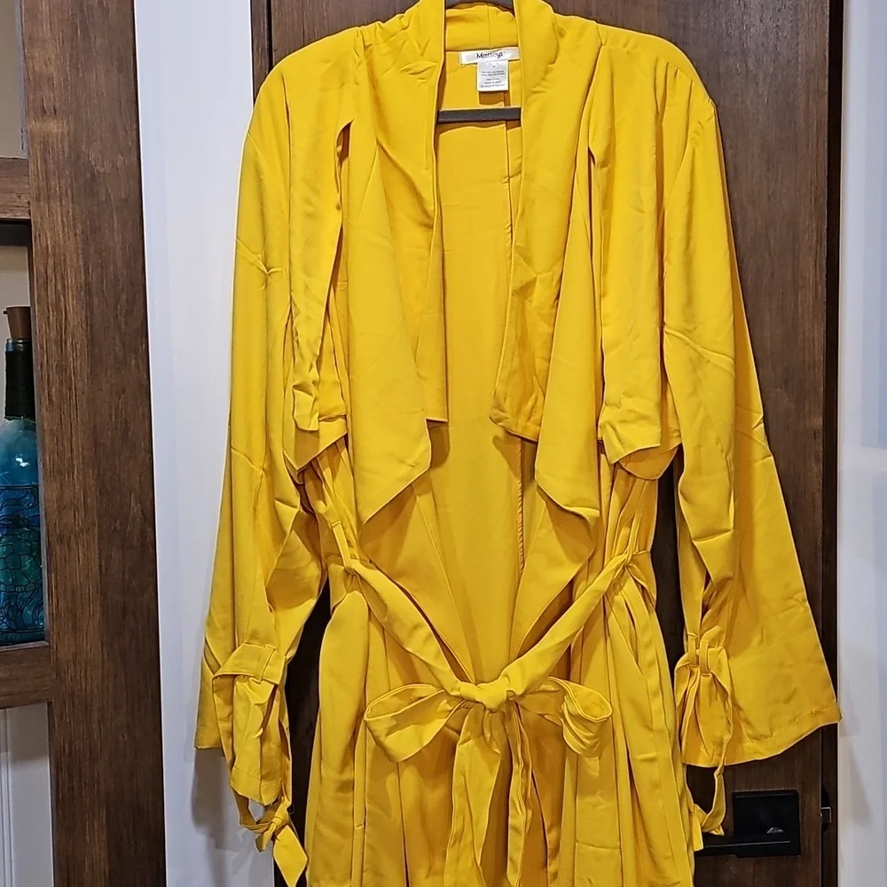 Masseys - Vibrant sunflower Yellow Drape duster jacket womens size 4X - Picture 4 of 8